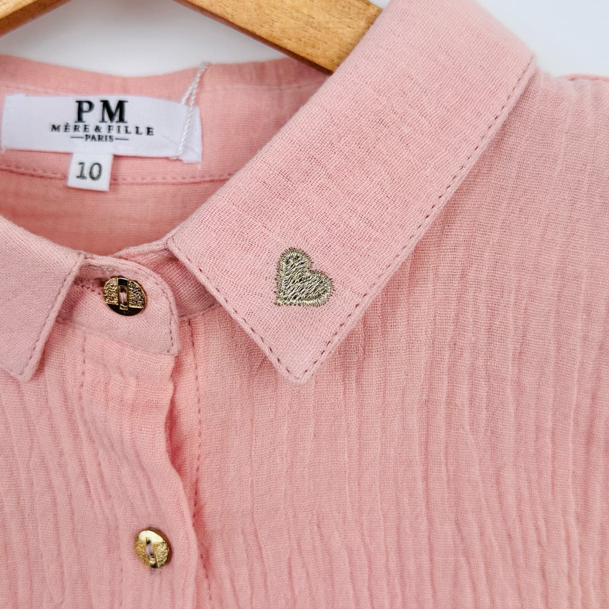 Chemise rose poudré en gaze de coton enfant