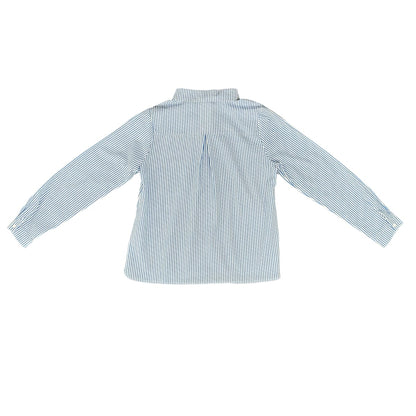 Chemise rayée bleue avec broderie cœur femme