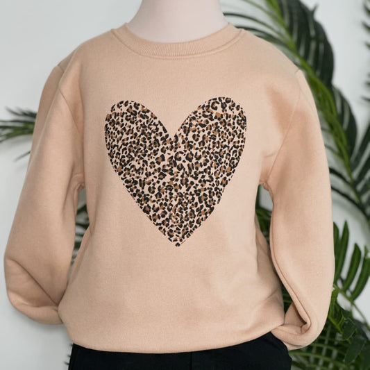 sweat coeur léopard enfant