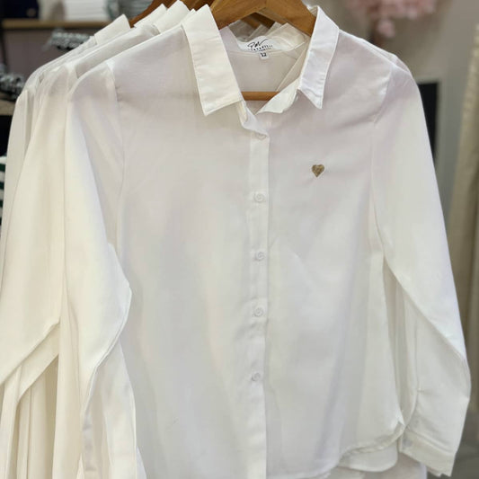 Chemise blanche coeur doré enfant