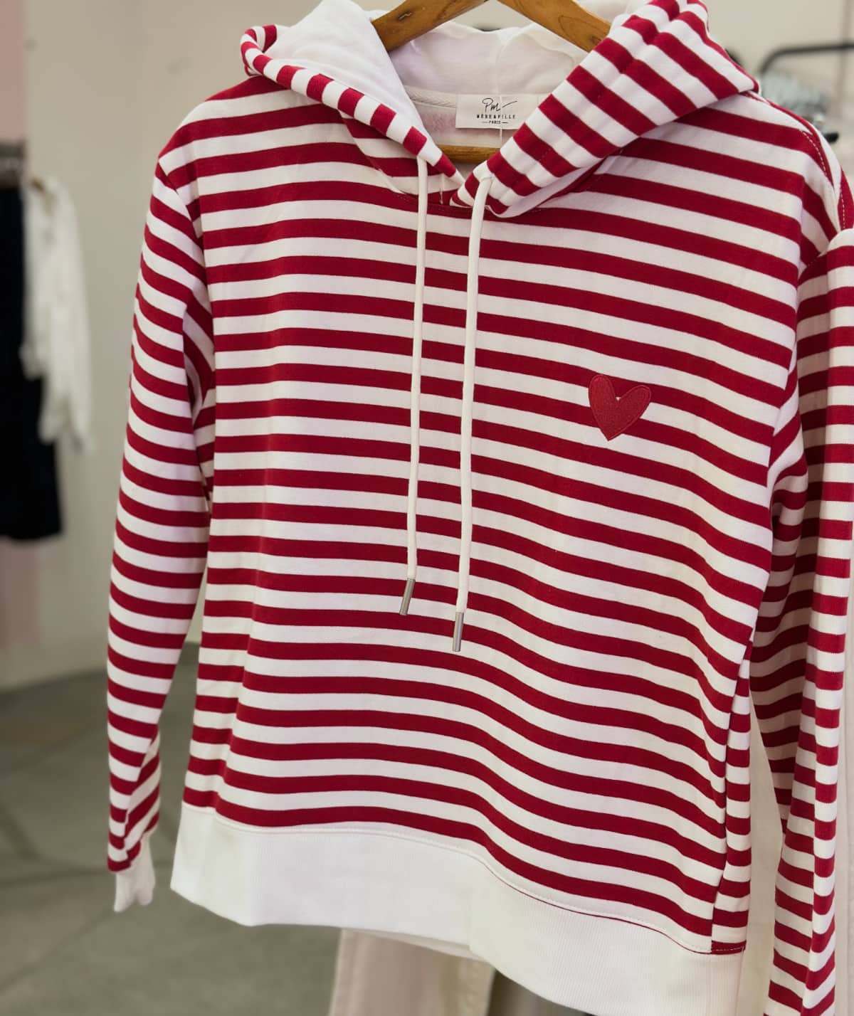 Sweat marinière rouge femme