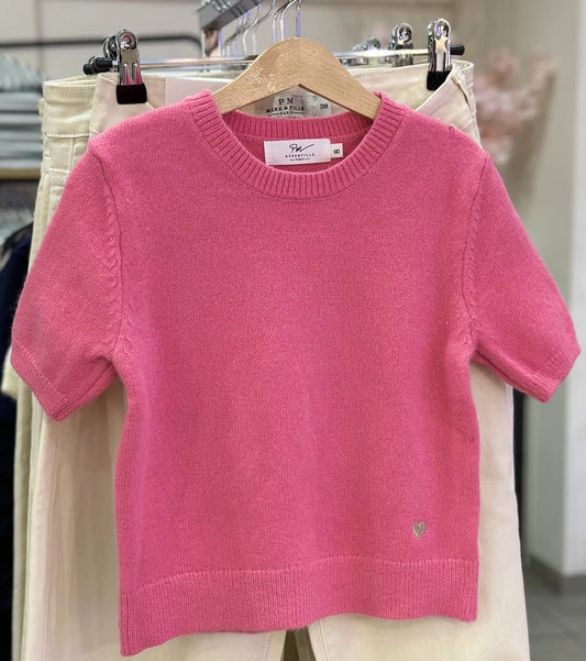 pull rose manches courtes enfant